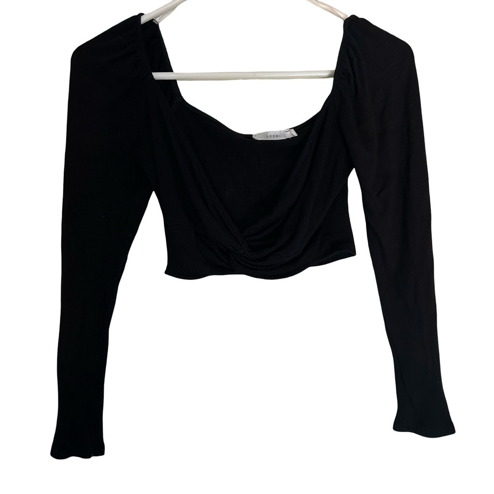 Lush Black Long Sleeve Crop Top